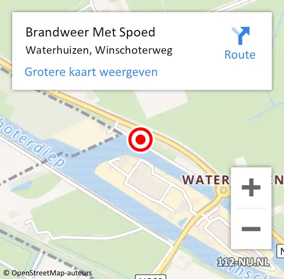 Locatie op kaart van de 112 melding: Brandweer Met Spoed Naar Waterhuizen, Winschoterweg op 18 februari 2022 17:47