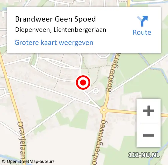 Locatie op kaart van de 112 melding: Brandweer Geen Spoed Naar Diepenveen, Lichtenbergerlaan op 18 februari 2022 17:48