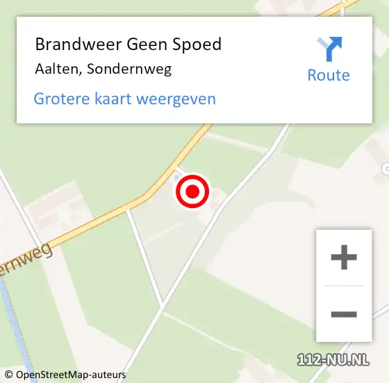 Locatie op kaart van de 112 melding: Brandweer Geen Spoed Naar Aalten, Sondernweg op 18 februari 2022 17:48