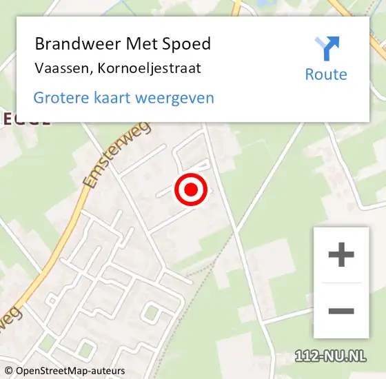 Locatie op kaart van de 112 melding: Brandweer Met Spoed Naar Vaassen, Kornoeljestraat op 18 februari 2022 17:50