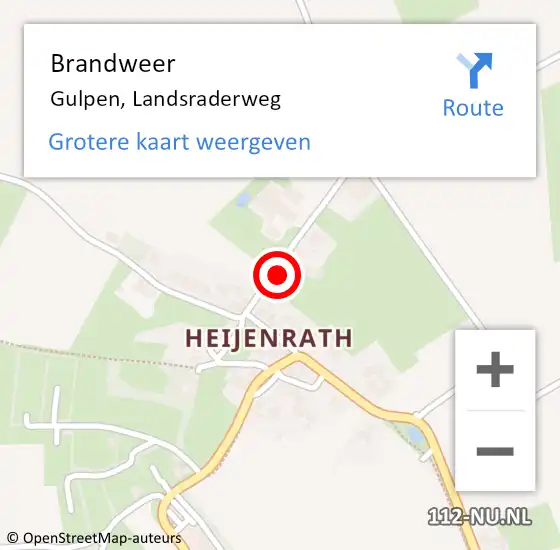 Locatie op kaart van de 112 melding: Brandweer Gulpen, Landsraderweg op 18 februari 2022 17:50