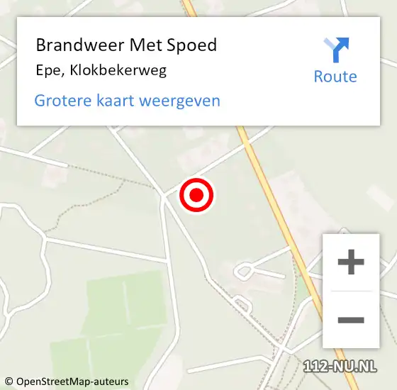 Locatie op kaart van de 112 melding: Brandweer Met Spoed Naar Epe, Klokbekerweg op 18 februari 2022 17:50