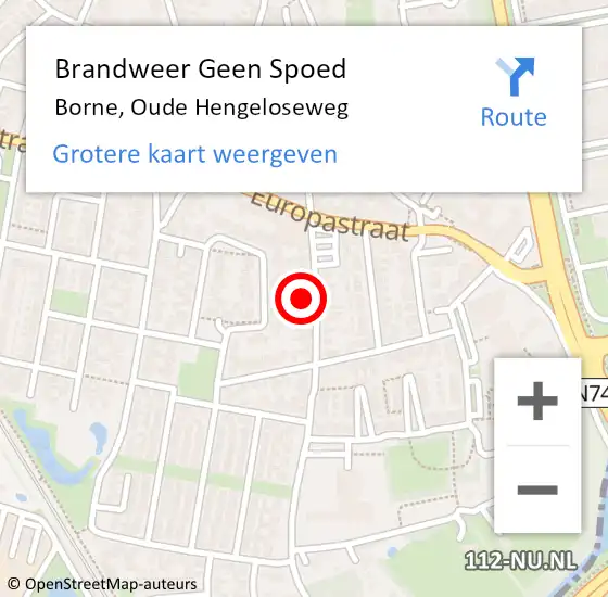 Locatie op kaart van de 112 melding: Brandweer Geen Spoed Naar Borne, Oude Hengeloseweg op 18 februari 2022 17:50