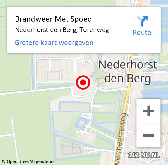 Locatie op kaart van de 112 melding: Brandweer Met Spoed Naar Nederhorst den Berg, Torenweg op 18 februari 2022 17:51