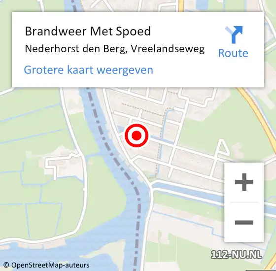 Locatie op kaart van de 112 melding: Brandweer Met Spoed Naar Nederhorst den Berg, Vreelandseweg op 18 februari 2022 17:51