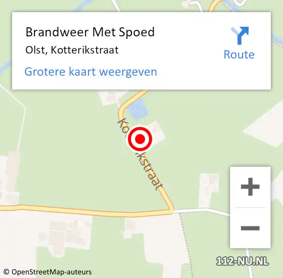 Locatie op kaart van de 112 melding: Brandweer Met Spoed Naar Olst, Kotterikstraat op 18 februari 2022 17:52