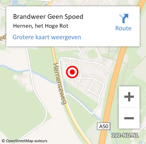 Locatie op kaart van de 112 melding: Brandweer Geen Spoed Naar Hernen, het Hoge Rot op 18 februari 2022 17:52