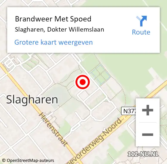 Locatie op kaart van de 112 melding: Brandweer Met Spoed Naar Slagharen, Dokter Willemslaan op 18 februari 2022 17:52