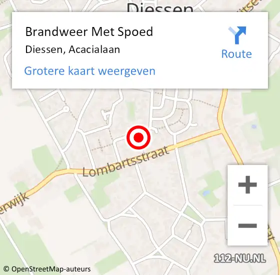 Locatie op kaart van de 112 melding: Brandweer Met Spoed Naar Diessen, Acacialaan op 18 februari 2022 17:52