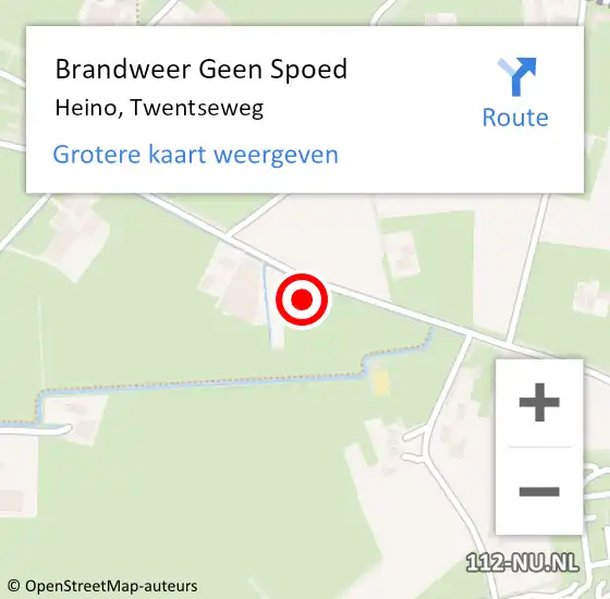 Locatie op kaart van de 112 melding: Brandweer Geen Spoed Naar Heino, Twentseweg op 18 februari 2022 17:53