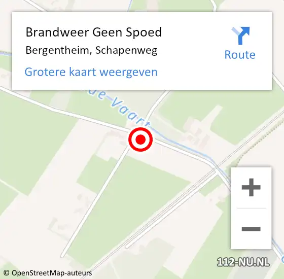 Locatie op kaart van de 112 melding: Brandweer Geen Spoed Naar Bergentheim, Schapenweg op 18 februari 2022 17:53