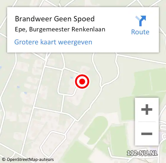 Locatie op kaart van de 112 melding: Brandweer Geen Spoed Naar Epe, Burgemeester Renkenlaan op 18 februari 2022 17:53