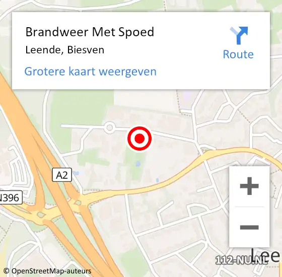 Locatie op kaart van de 112 melding: Brandweer Met Spoed Naar Leende, Biesven op 18 februari 2022 17:54