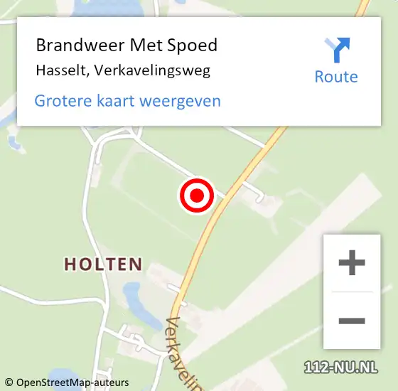 Locatie op kaart van de 112 melding: Brandweer Met Spoed Naar Hasselt, Verkavelingsweg op 18 februari 2022 17:58