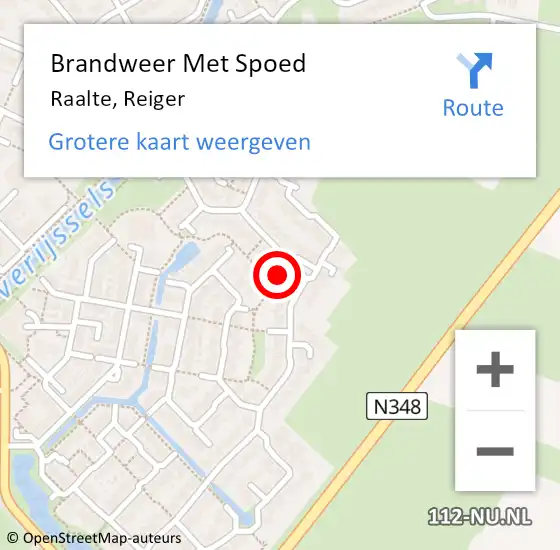 Locatie op kaart van de 112 melding: Brandweer Met Spoed Naar Raalte, Reiger op 18 februari 2022 17:58