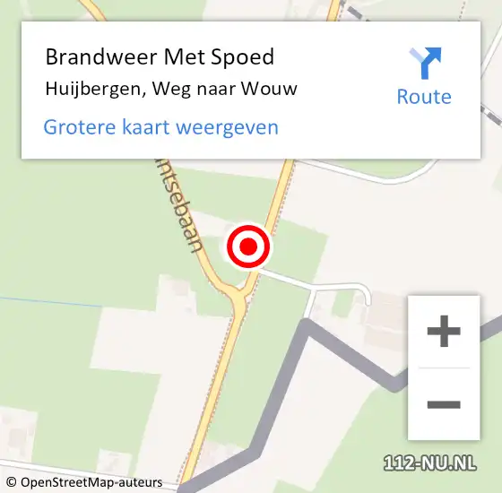 Locatie op kaart van de 112 melding: Brandweer Met Spoed Naar Huijbergen, Weg naar Wouw op 18 februari 2022 17:58