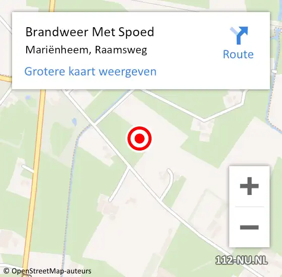 Locatie op kaart van de 112 melding: Brandweer Met Spoed Naar Mariënheem, Raamsweg op 18 februari 2022 17:59