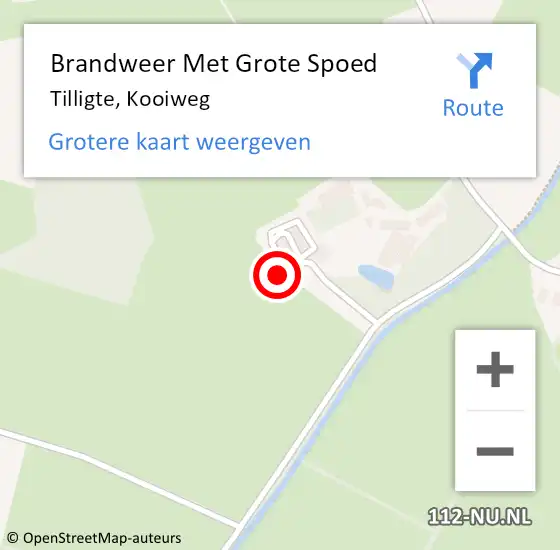 Locatie op kaart van de 112 melding: Brandweer Met Grote Spoed Naar Tilligte, Kooiweg op 18 februari 2022 18:00