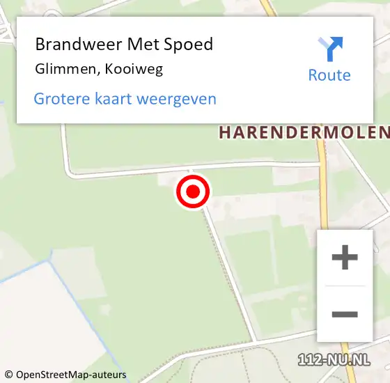 Locatie op kaart van de 112 melding: Brandweer Met Spoed Naar Glimmen, Kooiweg op 18 februari 2022 18:01