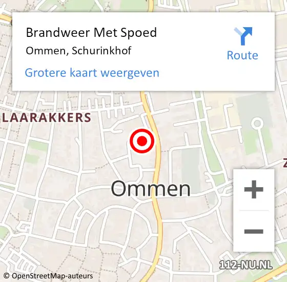 Locatie op kaart van de 112 melding: Brandweer Met Spoed Naar Ommen, Schurinkhof op 18 februari 2022 18:01