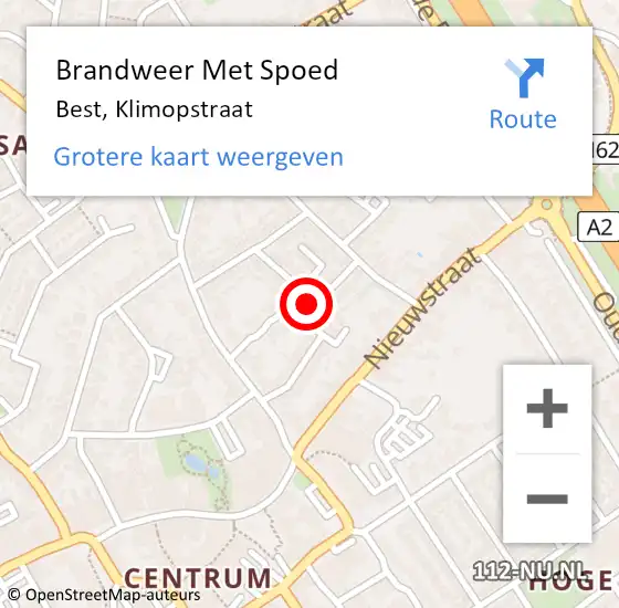 Locatie op kaart van de 112 melding: Brandweer Met Spoed Naar Best, Klimopstraat op 18 februari 2022 18:03