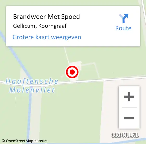 Locatie op kaart van de 112 melding: Brandweer Met Spoed Naar Gellicum, Koorngraaf op 18 februari 2022 18:03
