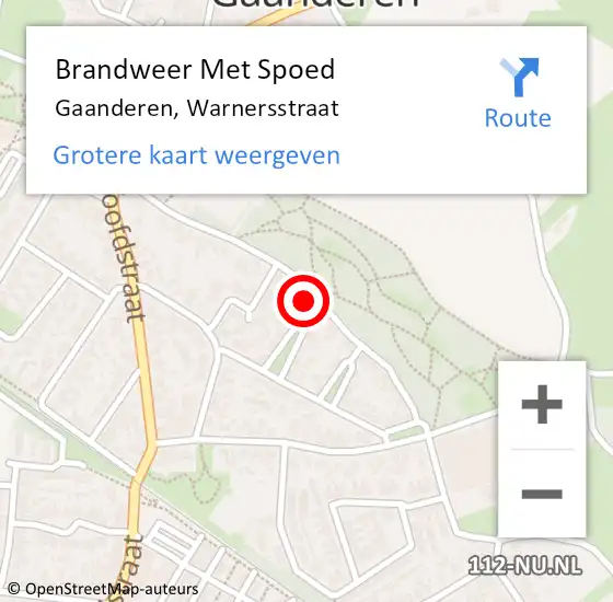 Locatie op kaart van de 112 melding: Brandweer Met Spoed Naar Gaanderen, Warnersstraat op 18 februari 2022 18:04