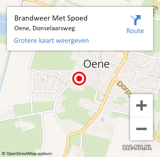 Locatie op kaart van de 112 melding: Brandweer Met Spoed Naar Oene, Donselaarsweg op 18 februari 2022 18:04
