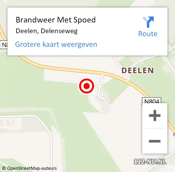 Locatie op kaart van de 112 melding: Brandweer Met Spoed Naar Deelen, Delenseweg op 18 februari 2022 18:04