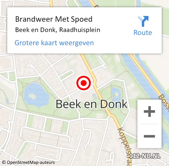 Locatie op kaart van de 112 melding: Brandweer Met Spoed Naar Beek en Donk, Raadhuisplein op 18 februari 2022 18:05