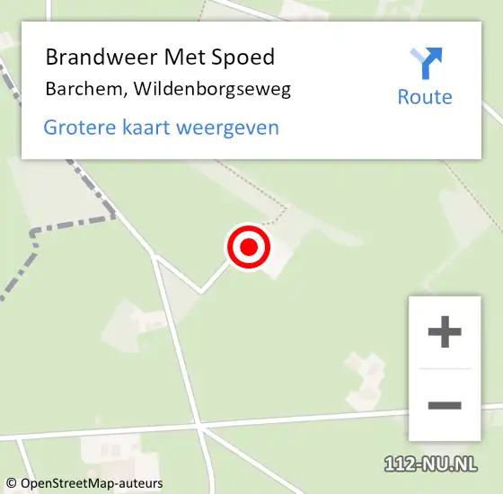 Locatie op kaart van de 112 melding: Brandweer Met Spoed Naar Barchem, Wildenborgseweg op 18 februari 2022 18:05