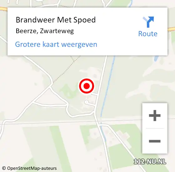 Locatie op kaart van de 112 melding: Brandweer Met Spoed Naar Beerze, Zwarteweg op 18 februari 2022 18:06
