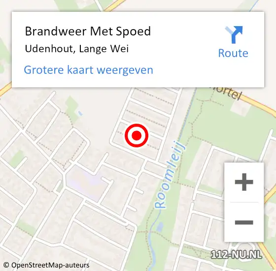 Locatie op kaart van de 112 melding: Brandweer Met Spoed Naar Udenhout, Lange Wei op 18 februari 2022 18:07