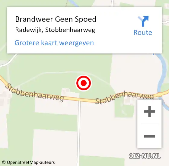 Locatie op kaart van de 112 melding: Brandweer Geen Spoed Naar Radewijk, Stobbenhaarweg op 18 februari 2022 18:09