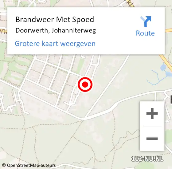 Locatie op kaart van de 112 melding: Brandweer Met Spoed Naar Doorwerth, Johanniterweg op 18 februari 2022 18:09