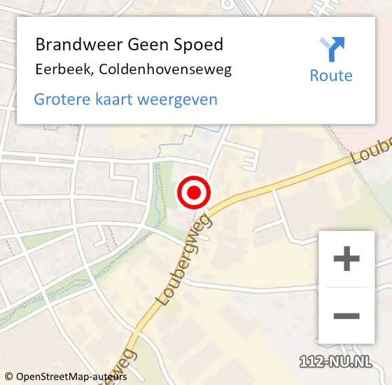 Locatie op kaart van de 112 melding: Brandweer Geen Spoed Naar Eerbeek, Coldenhovenseweg op 18 februari 2022 18:09