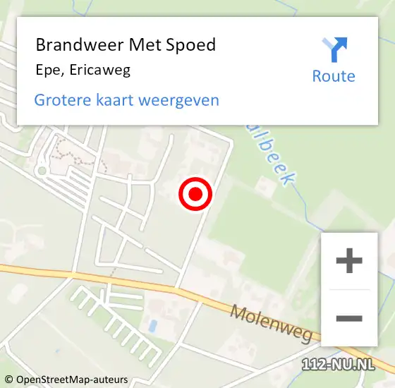 Locatie op kaart van de 112 melding: Brandweer Met Spoed Naar Epe, Ericaweg op 18 februari 2022 18:10