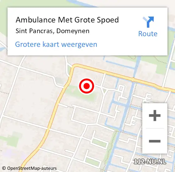 Locatie op kaart van de 112 melding: Ambulance Met Grote Spoed Naar Sint Pancras, Domeynen op 18 februari 2022 18:11