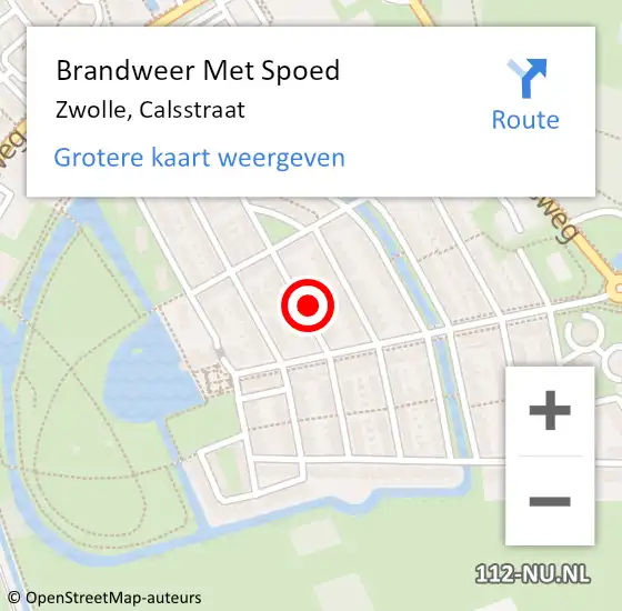 Locatie op kaart van de 112 melding: Brandweer Met Spoed Naar Zwolle, Calsstraat op 18 februari 2022 18:11