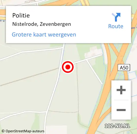 Locatie op kaart van de 112 melding: Politie Nistelrode, Zevenbergen op 18 februari 2022 18:15