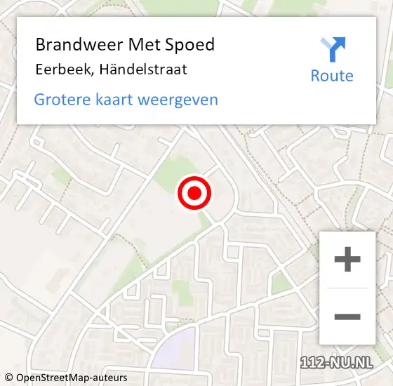 Locatie op kaart van de 112 melding: Brandweer Met Spoed Naar Eerbeek, Händelstraat op 18 februari 2022 18:15