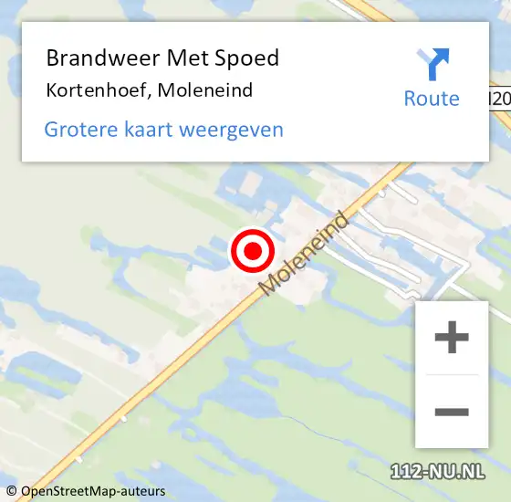 Locatie op kaart van de 112 melding: Brandweer Met Spoed Naar Kortenhoef, Moleneind op 18 februari 2022 18:16