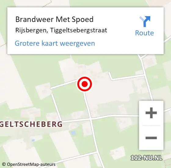 Locatie op kaart van de 112 melding: Brandweer Met Spoed Naar Rijsbergen, Tiggeltsebergstraat op 18 februari 2022 18:17