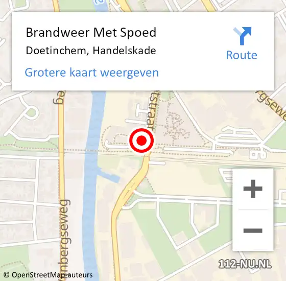 Locatie op kaart van de 112 melding: Brandweer Met Spoed Naar Doetinchem, Handelskade op 18 februari 2022 18:17