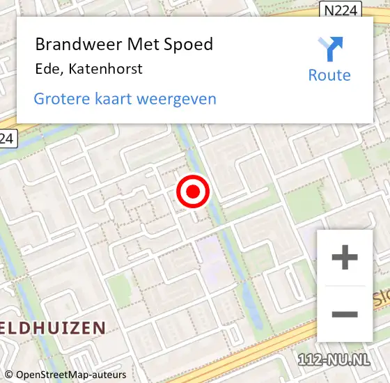 Locatie op kaart van de 112 melding: Brandweer Met Spoed Naar Ede, Katenhorst op 18 februari 2022 18:20