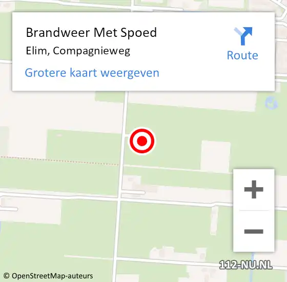 Locatie op kaart van de 112 melding: Brandweer Met Spoed Naar Elim, Compagnieweg op 18 februari 2022 18:20