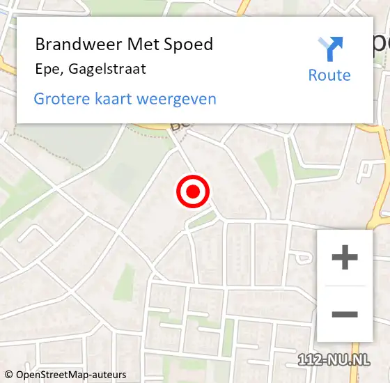 Locatie op kaart van de 112 melding: Brandweer Met Spoed Naar Epe, Gagelstraat op 18 februari 2022 18:20