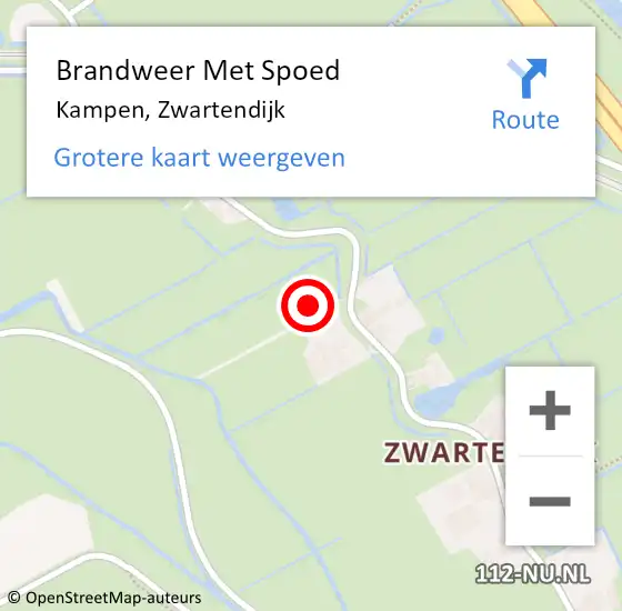 Locatie op kaart van de 112 melding: Brandweer Met Spoed Naar Kampen, Zwartendijk op 18 februari 2022 18:21