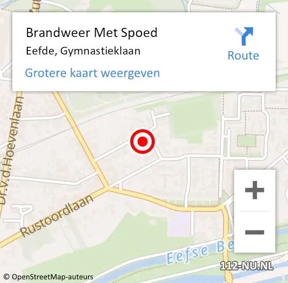 Locatie op kaart van de 112 melding: Brandweer Met Spoed Naar Eefde, Gymnastieklaan op 18 februari 2022 18:23