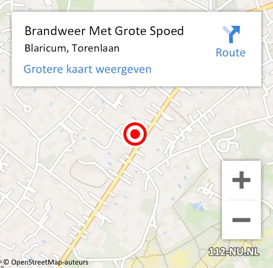 Locatie op kaart van de 112 melding: Brandweer Met Grote Spoed Naar Blaricum, Torenlaan op 18 februari 2022 18:24